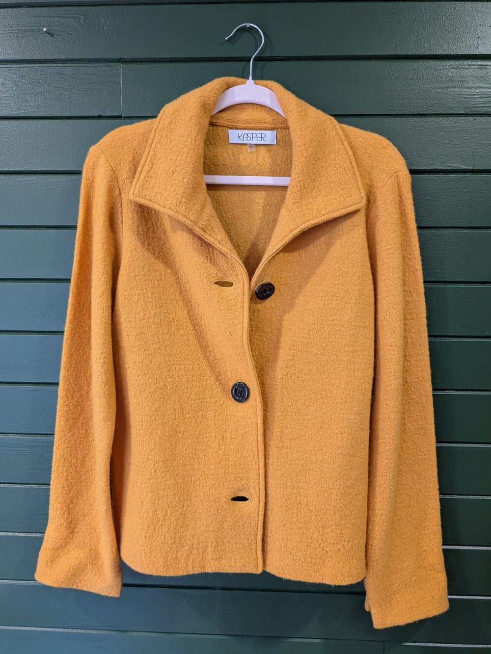 Kasper Golden Yellow Bouclé Wool Button Jacket